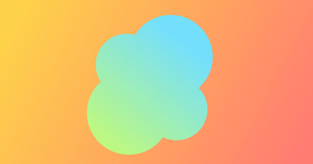 Orange and light blue colour gradient with abstract shape post header